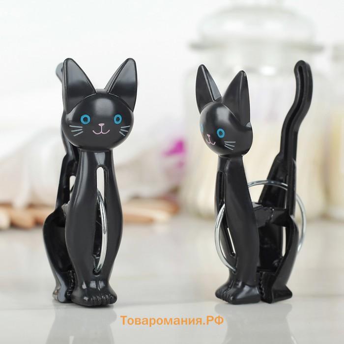 Прищепки для белья «Коты», 7×2×4 см, 4 шт., белые
