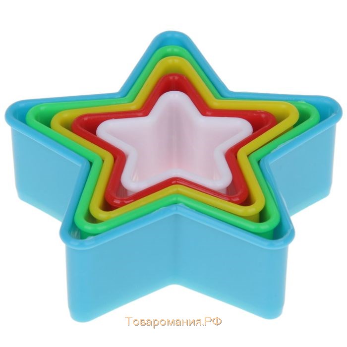 Набор форм для вырезания печенья «Звезда», 5 предметов, 9,5×3,5×9,5 см, цвет МИКС