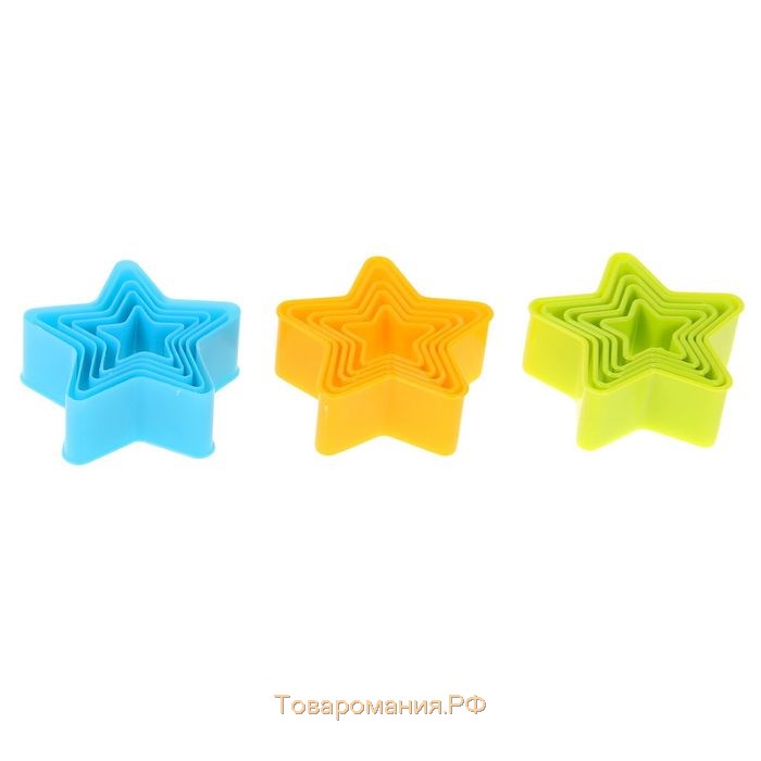 Набор форм для вырезания печенья «Звезда», 5 предметов, 9,5×3,5×9,5 см, цвет МИКС
