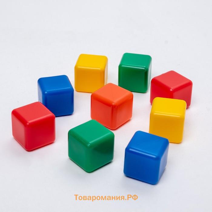 Кубики детские, пластиковые, цветные, 9 штук, 4 × 4 см