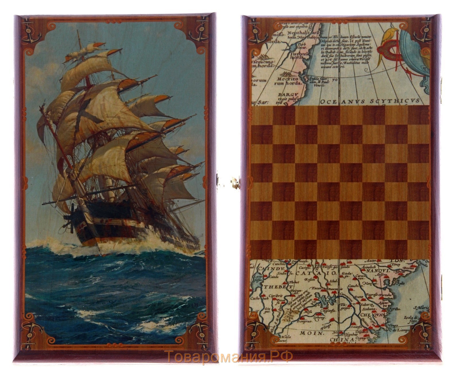 Нарды деревянные с шашками "Морские", настольная игра, 40 х 40 см