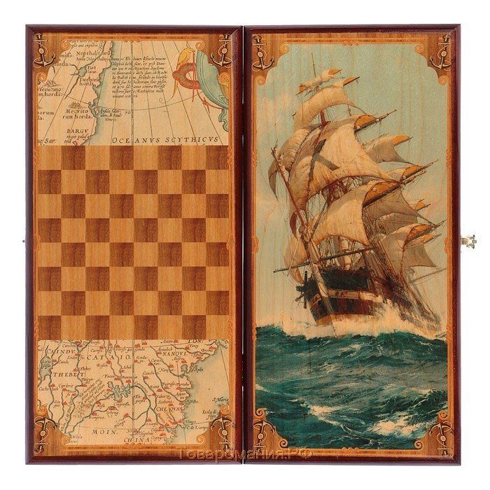 Нарды деревянные с шашками "Морские", настольная игра, 40 х 40 см