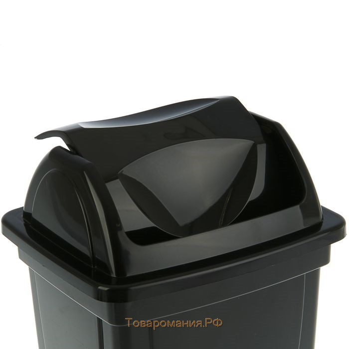 Корзина для бумаг и мусора Стамм, 12 литров, вращающаяся крышка, пластик, черная