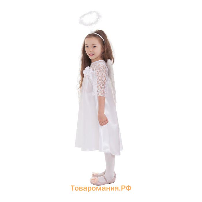 Карнавальный костюм «Ангел», платье, рукав 3/4 гипюр, нимб, крылья, р-р 28, рост 98-104 см