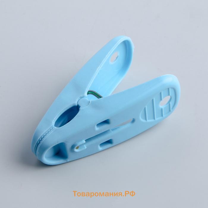 Прищепки для белья в синей корзинке , 6 см, 20 шт., МИКС