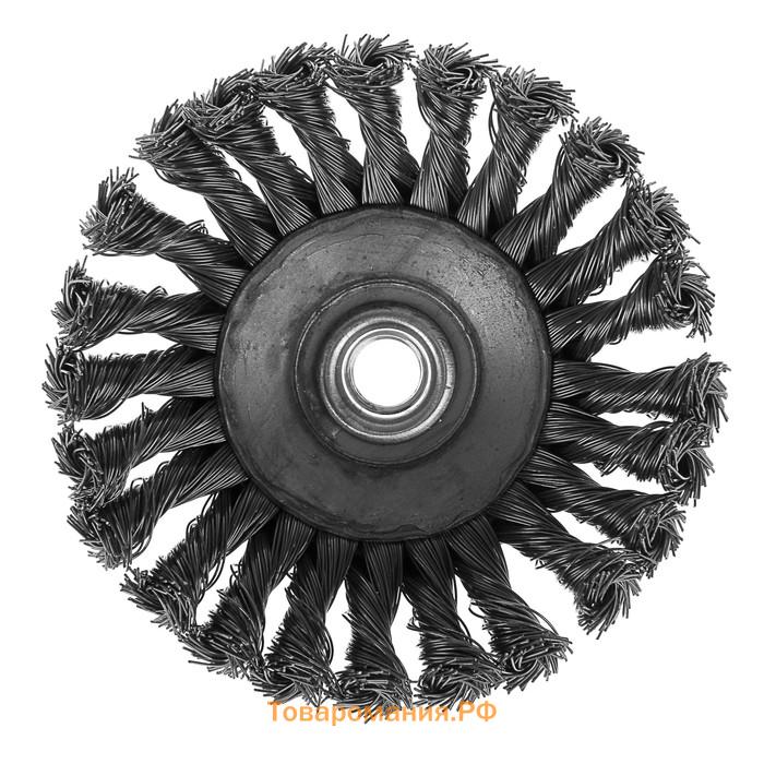 Щетка металлическая для УШМ ЛОМ, крученая проволока, "тарелка", М14, 125 мм