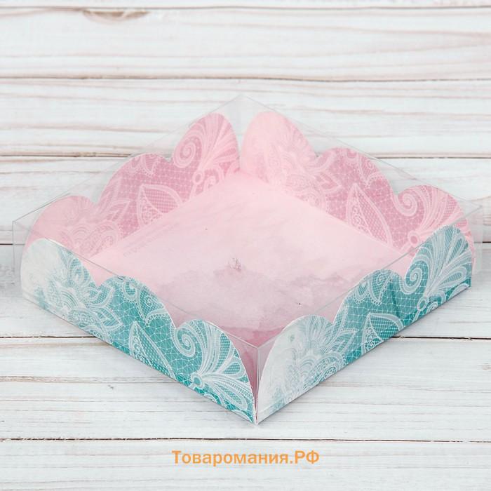 Коробка для печенья, кондитерская упаковка с пластиковой крышкой, «Твой день», 10.5 х 10.5 х 3 см