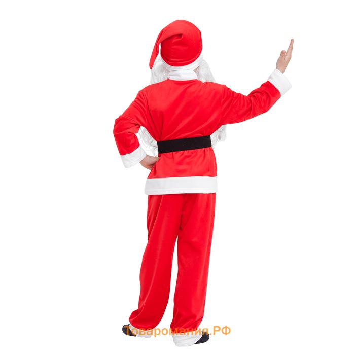 Детский карнавальный костюм "Санта-Клаус", колпак, куртка, штаны, борода, р-р 32, рост 122-128 см