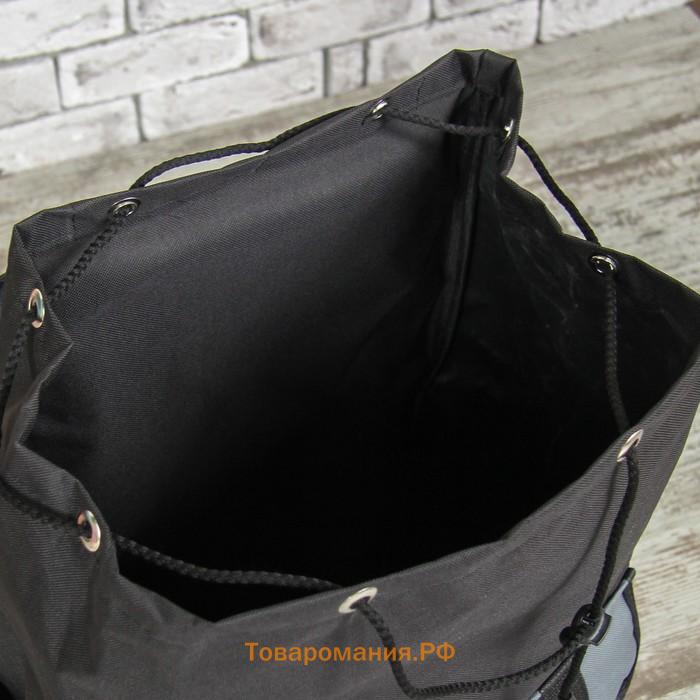 Рюкзак туристический, 55 л, отдел на шнурке, 4 наружных кармана, цвет чёрный/серый