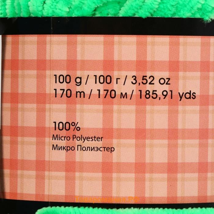 Плюшевая пряжа для вязания спицами, крючком YarnArt, Velour, велюровая, 100% микрополиэстер, 170 м/100 г, (861 яр. зелёный)