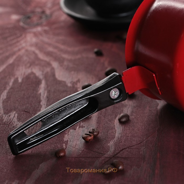 Турка «Корсика», 450 мл, 20×9,5×7,5 см, пластиковая ручка, антипригарное покрытие, цвет чёрный
