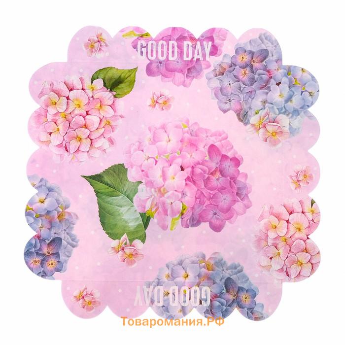 Коробка для печенья, кондитерская упаковка с пластиковой крышкой, Good day, 18 х 18 х 3 см