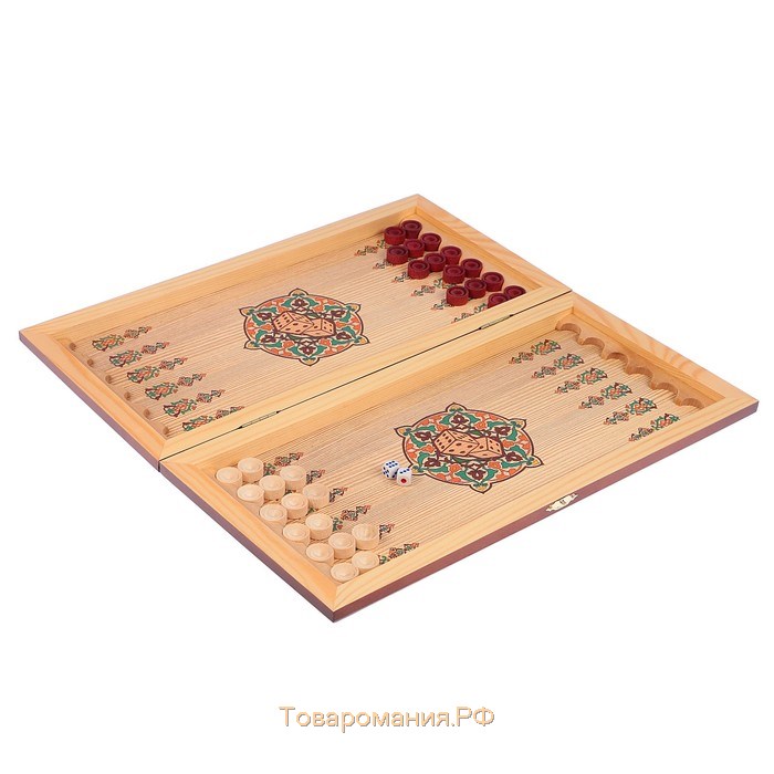 Нарды деревянные с шашками "Герб России", настольная игра, 40 х 40 см
