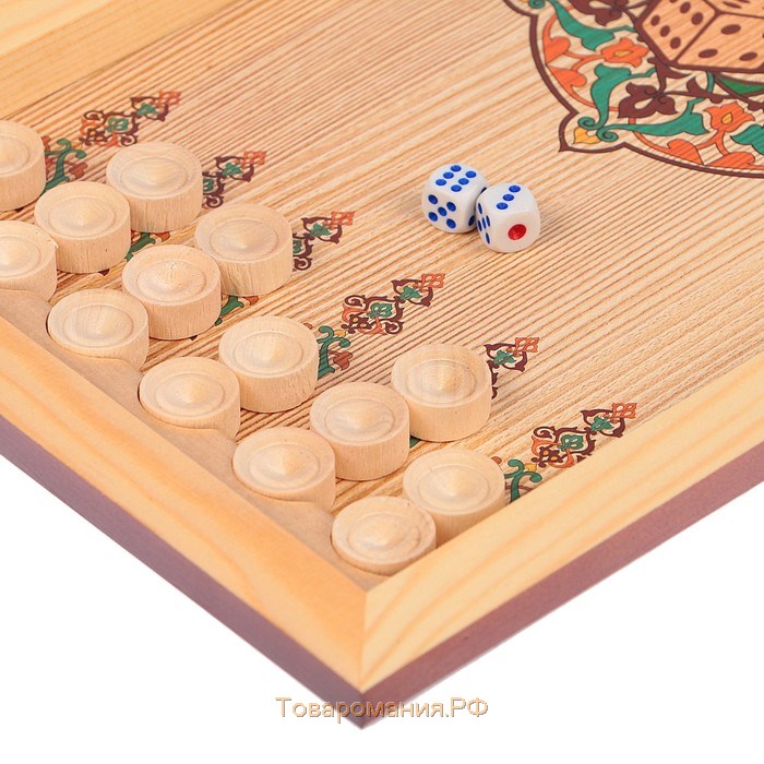 Нарды деревянные с шашками "Герб России", настольная игра, 40 х 40 см