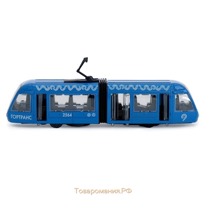 Трамвай металлический с гармошкой 19 см, световые и звуковые эффекты, инерционный