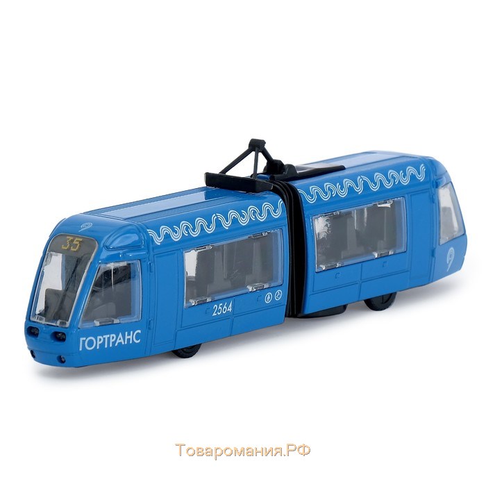 Трамвай металлический с гармошкой 19 см, световые и звуковые эффекты, инерционный