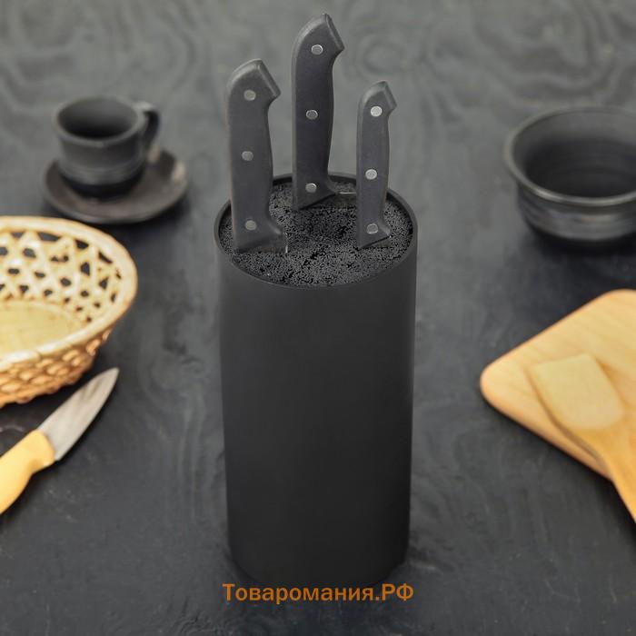 Подставка для ножей с наполнителем  «Нео», 22×11 см, покрытие soft-touch, чёрная