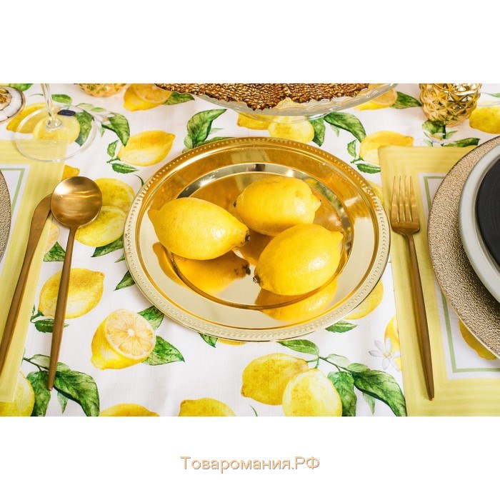 Скатерть "" Лимоны 110х147 см, 100% хлопок, репс 190 гр/м2