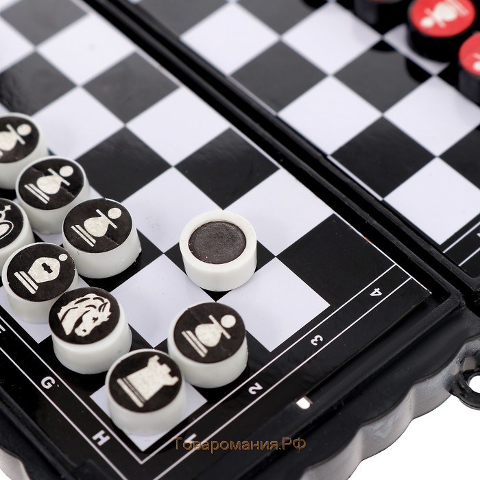 Настольная игра «Шашки, шахматы», 2 в 1, на магнитах, 4+
