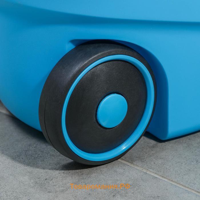 Набор для уборки: ведро на колёсиках с металлической центрифугой 18 л, швабра, запасная насадка из микрофибры, цвет синий