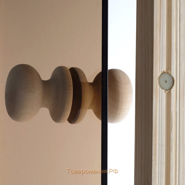 Дверь стеклянная «Мишки», размер коробки 190 × 70 см, 6 мм, правая, круглая ручка, бронза