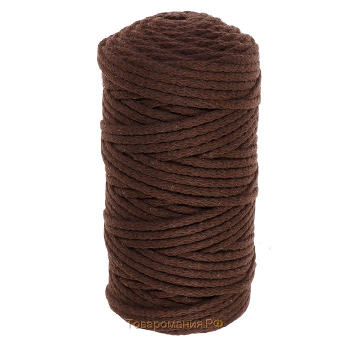 Шнур для вязания "Пухлый" 100% хлопок ширина 5мм 100м (коричневый)