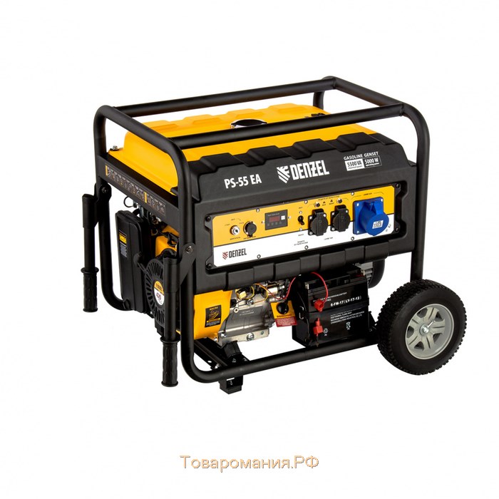 Генератор бензиновый Denzel PS 55 EA 946874, 4Т, 5500 Вт, 230 В, 25 л, коннектор автоматики