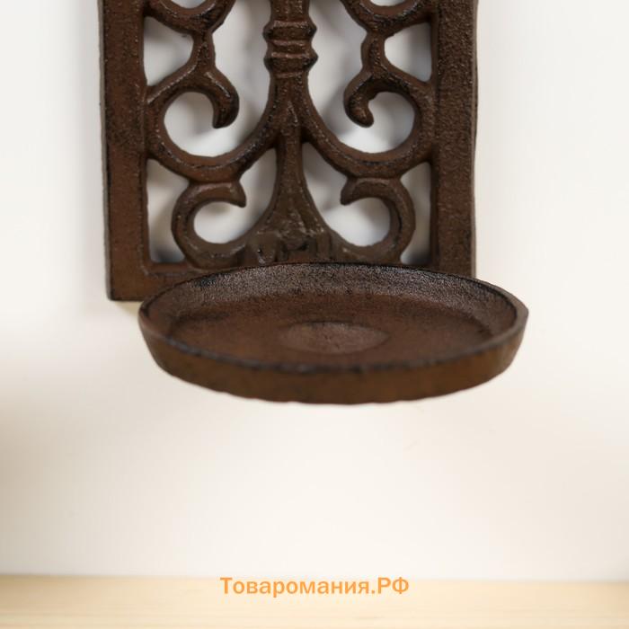 Металлический подсвечник на 1 свечу настенный «Ажур», чугун, 24×10×12.5 см