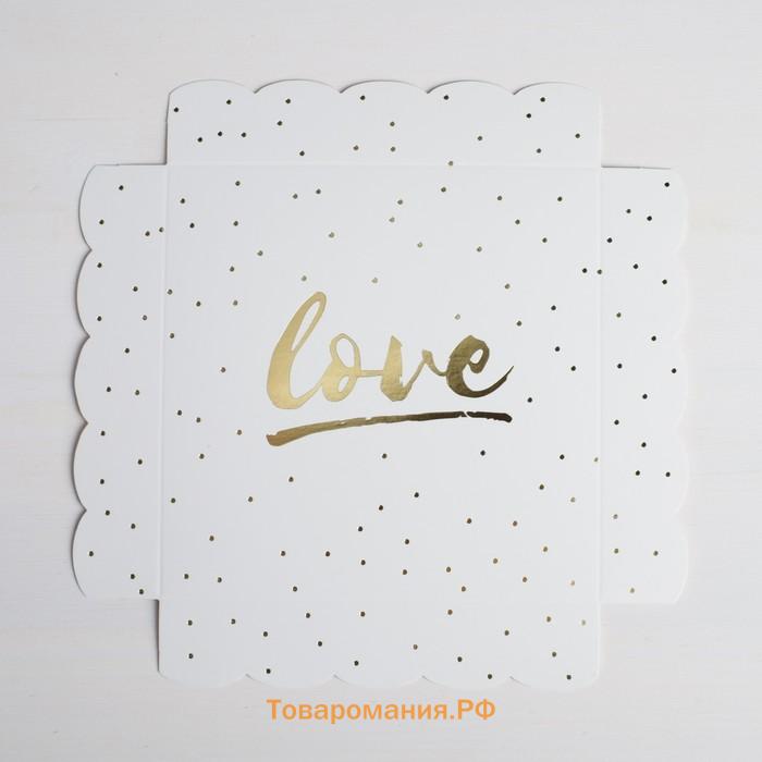 Коробка для печенья, кондитерская упаковка с пластиковой крышкой, Love, 15 х 15 х 3 см