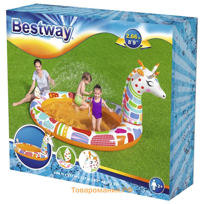 Игровой бассейн Bestway «Жираф», с разбрызгивателем, 266×157×127 см, 53089