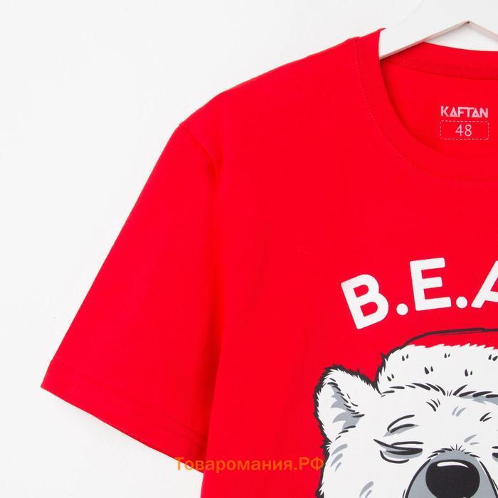 Пижама новогодняя мужская KAFTAN "Bear", цвет красный, размер 50