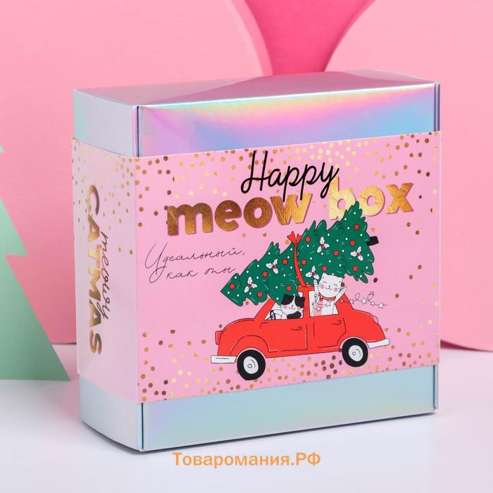 Зарядное устройство, попсокет, наушники, флешка и штекер «Новый год: Happy meow box», набор