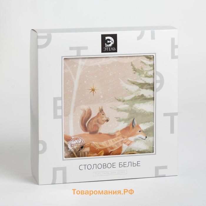 Скатерть новогодняя  Christmas forest d=215 +/- 3см с ГМВО, 100% хлопок, саржа 190 гр/м2