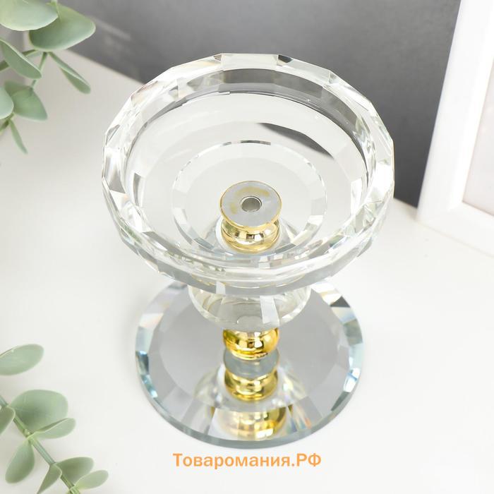 Стеклянный подсвечник на 1 свечу «Кристалл ромб», 9.5×9×9 см