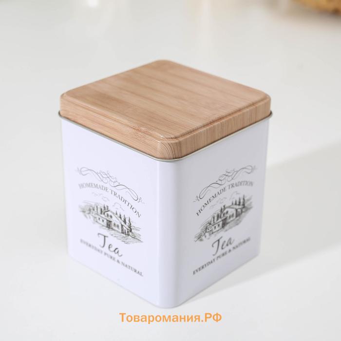 Банка для чая «Дом и поле», 12×10×10 см, белая