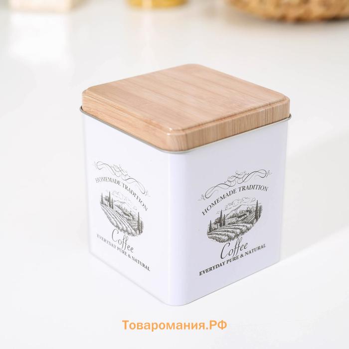 Банка для кофе «Дом и поле», 1.2 л, 12×10 см, белая