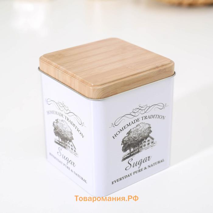 Банка для сахара «Дом и поле», 1.1 л, 12×10 см, белая