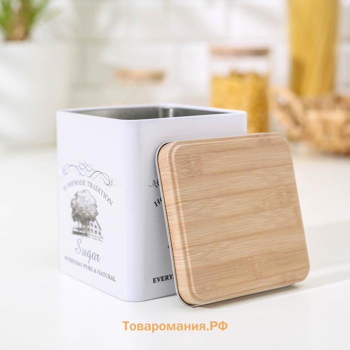 Банка для сахара «Дом и поле», 1.1 л, 12×10 см, белая