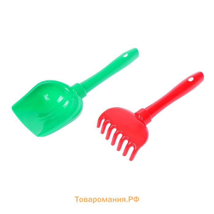Набор игрушек для песочницы, 2 предмета: лопатка, грабельки, МИКС
