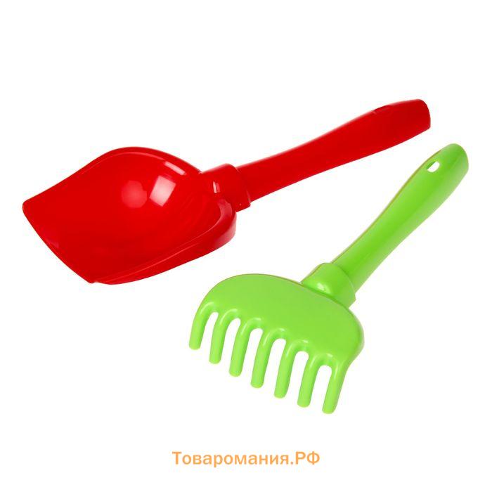 Набор игрушек для песочницы, 2 предмета: лопатка, грабельки, МИКС
