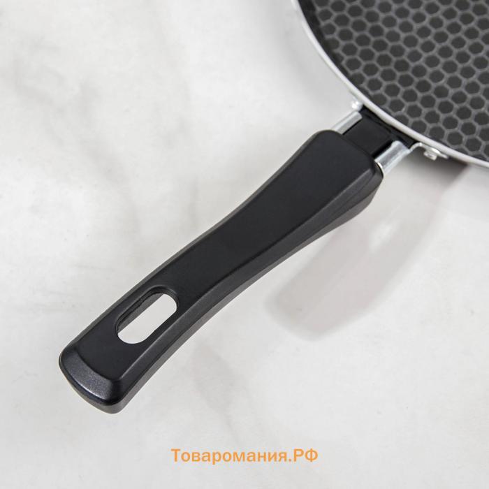 Сковорода блинная Discovery, d=22 см, пластиковая ручка, антипригарное покрытие, цвет серый