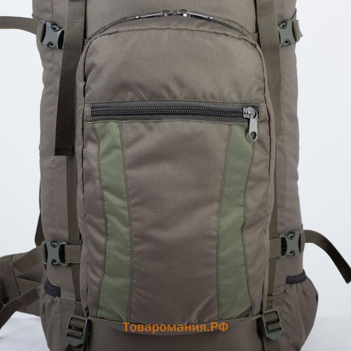 Рюкзак туристический, 70 л, отдел на шнурке, наружный карман, 2 боковые сетки, цвет оливковый