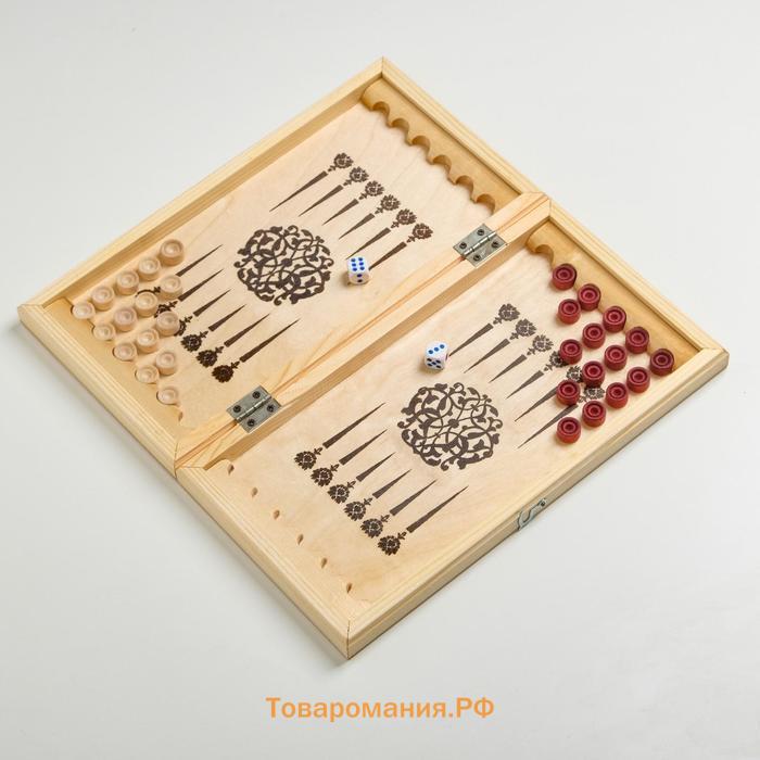 Нарды деревянные большие, настольная игра, 30 х 30 см, кубик 2 шт