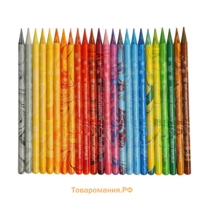 Карандаши цветные цельнографитовые K-i-N PROGRESSO MAGIC 8774  24цв +блендер, мет/пен