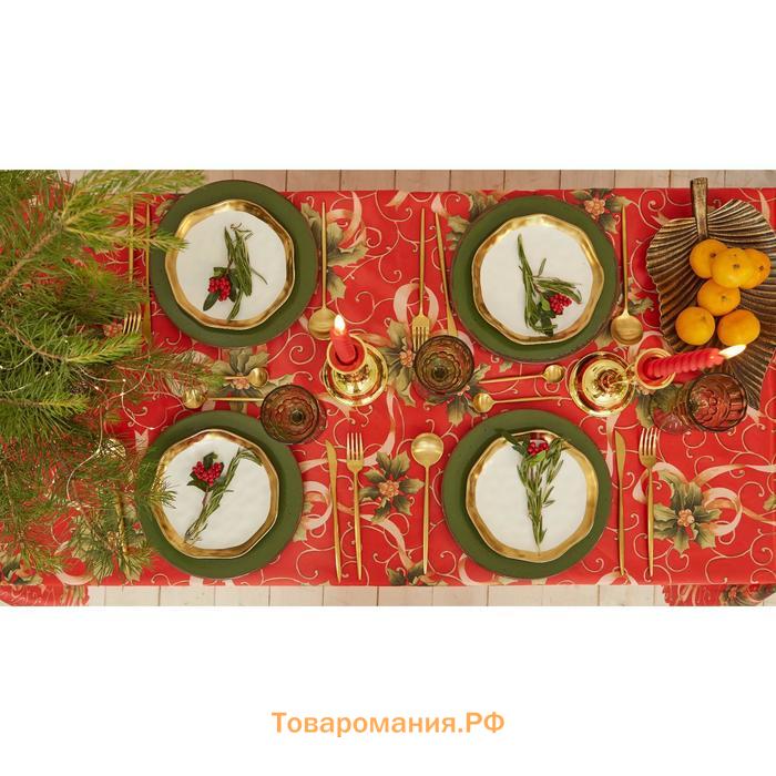 Скатерть новогодняя "Новогодние подарки" 145*260 +/- 2 см, 100% п/э