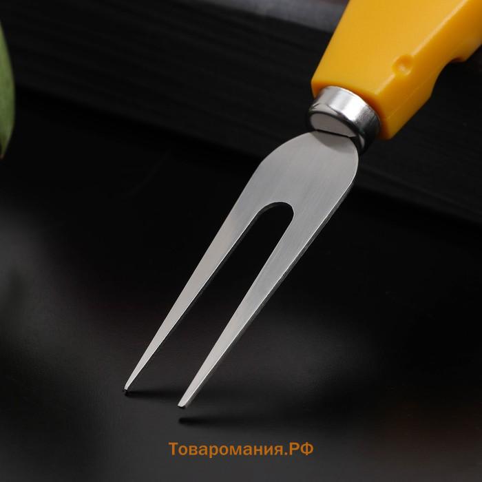 Вилка для сыра  Cheese, 13.5 см, жёлтая