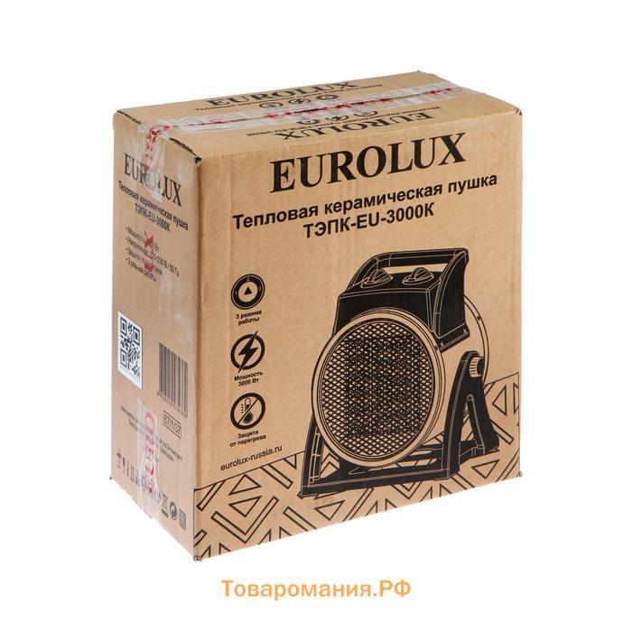 Тепловая пушка Eurolux ТЭПК-EU-3000K, электрическая, 220 В, 25/2000/3000 Вт, керамика