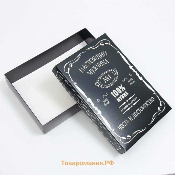 Коробка подарочная, крышка - дно, сборная "100% Мужик", 30×20×7 см
