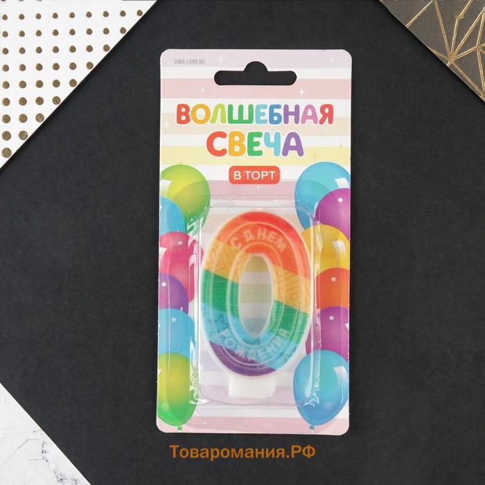 Свеча для торта, цифра 0 «С Днем рождения», 7 х 4,3 см