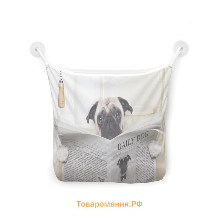 Органайзер в ванну на присосках «Собака с газетой», для хранения игрушек и мелочей, размер 33х39 см